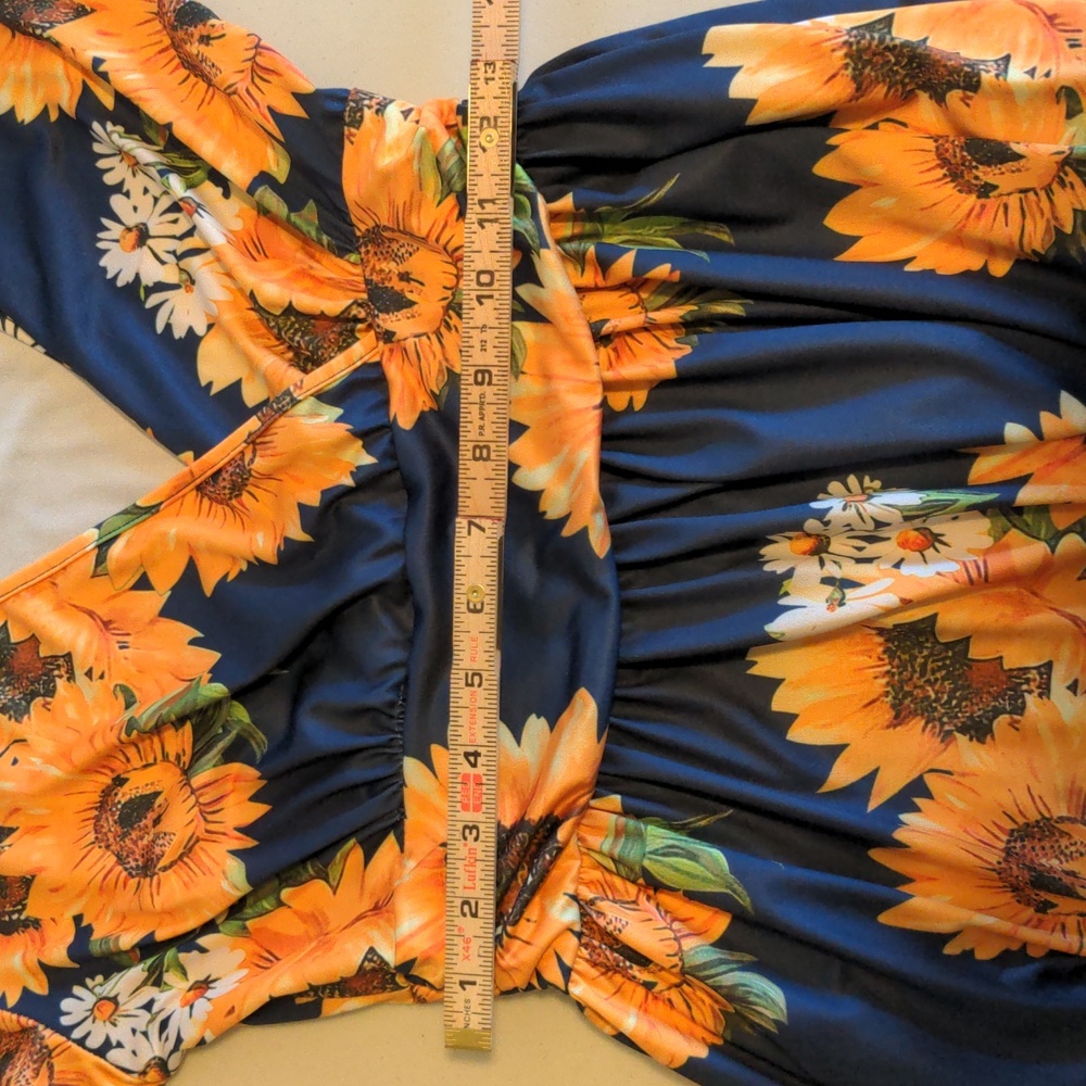 Ouges Women's Size M One Piece Sunflower Print Dress - Picture 10 of 12